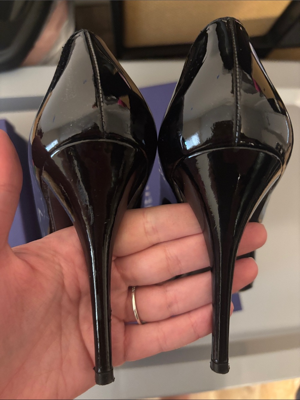 Stuart Weitzman Black Patent Pointed-Toe Stiletto Pumps - Picture 6 of 7
